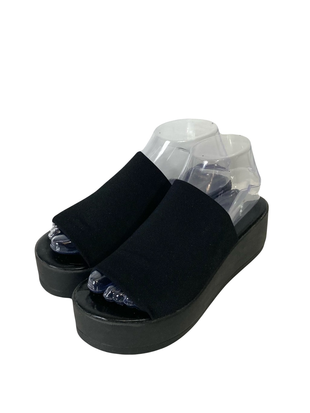 Time Tru Sandals 8 Black Heeled Rubber Strap